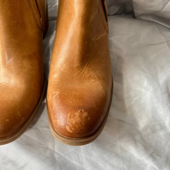 Kork Ease Tan Leather Ankle Boots SZ 9.5M Distressed Casual Careerwear Office - Picture 3 of 8